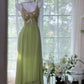 Green shiny sequins romantic elegant long chiffon ball gown evening dress party dress date dress gh4614