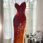 Burgundy Orange Floral Ball Gown Long Chiffon Date Dress Evening Dress Birthday Dress Wedding Dress gh4532