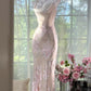 White light pink floral fashion sexy elegant satin long prom dress evening gown wedding party dress gh4846