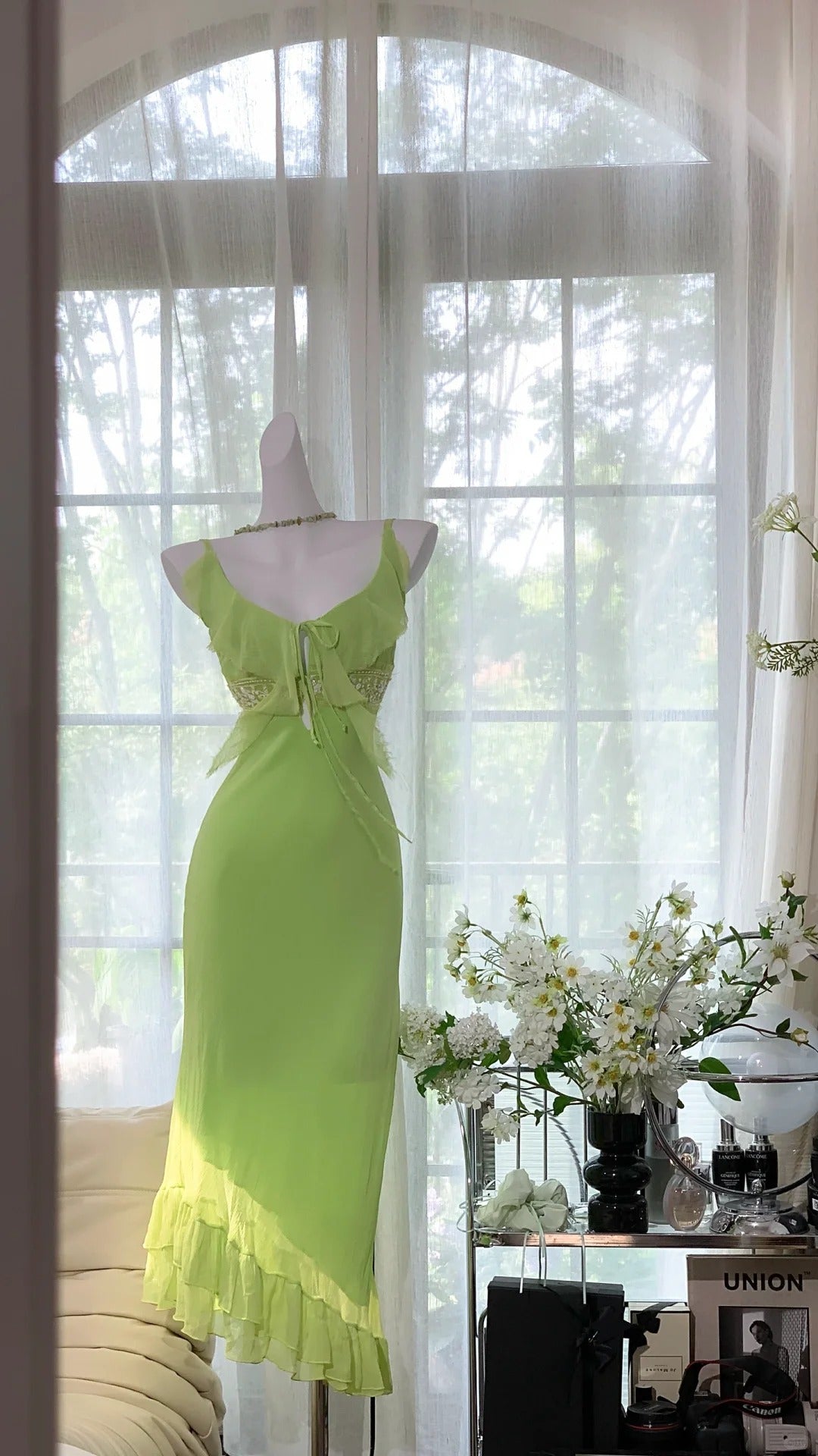 Green Elegant Romantic Chiffon Long Homecoming Dress Prom Dress Evening Dress gh4400