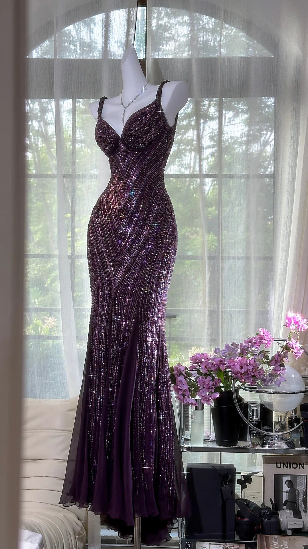 Purple Luxury Gorgeous Beading Fashion Elegant Long Prom dresses Evening Gown Party Dress gh4889