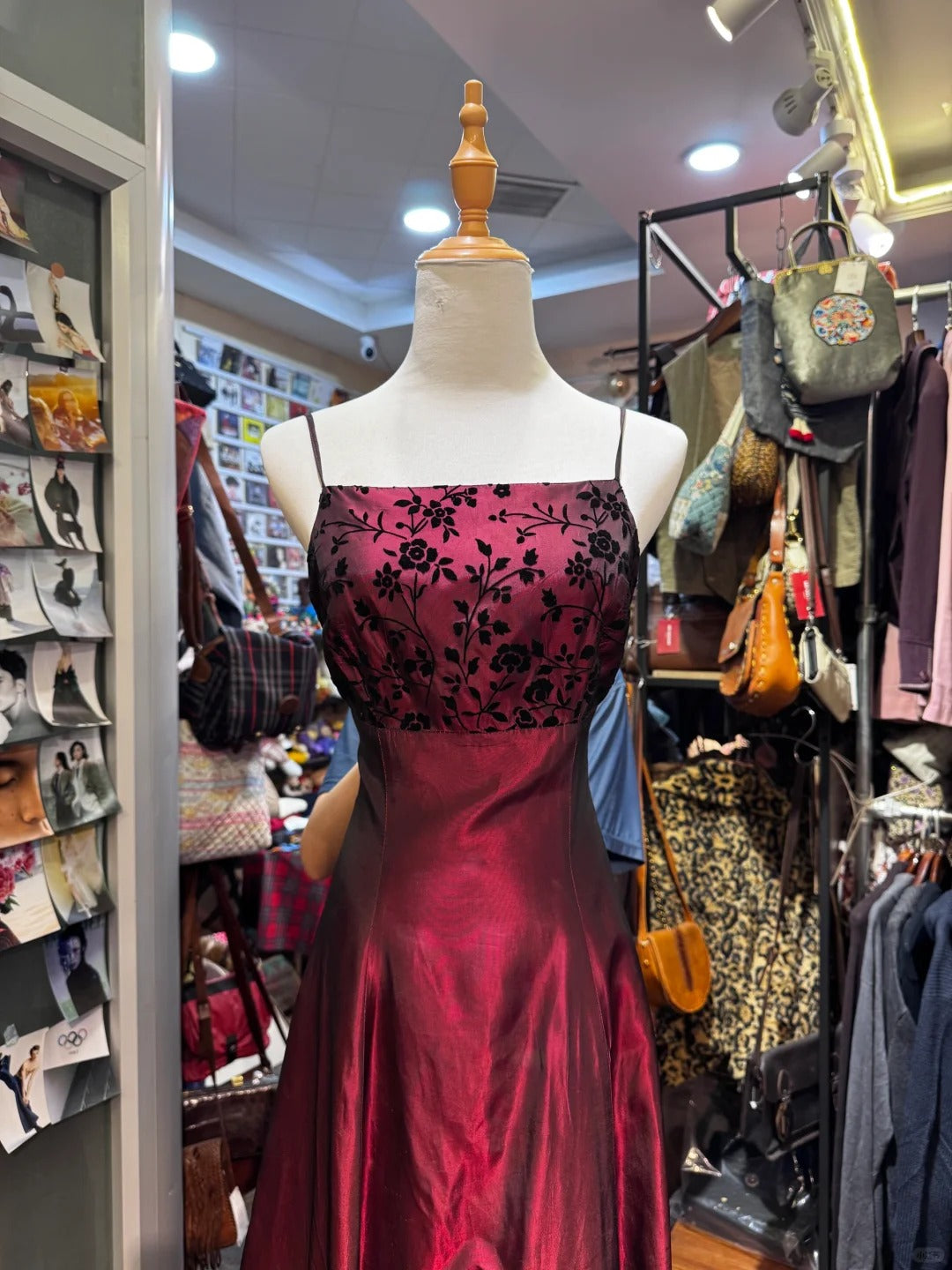 Burgundy flower exquisite elegant long satin evening dress birthday party dress prom dress gh4279