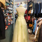 Yellow exquisite elegant long tulle evening dress birthday party dress prom dress gh4282