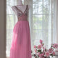 Pink Elegant Shiny V Neck Long Chiffon Ball Gown Evening Dress Party Dress gh4322