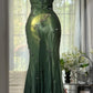 girlhomeshops-Dark green long exquisite beaded vintage long suspender chiffon prom dress gh5801