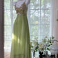 Green shiny sequins romantic elegant long chiffon ball gown evening dress party dress date dress gh4614
