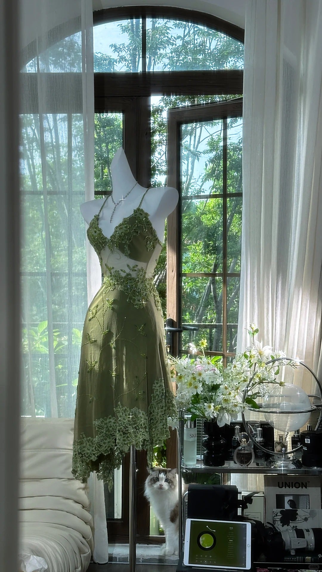 Green vintage beaded short chiffon homecoming dress prom dress evening dress birthday party dress date dress dance dress gh4680
