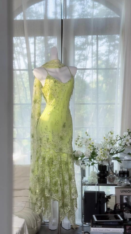 Green Elegant Romantic Chiffon Long/Short Homecoming Dress Prom Dress Evening Dress gh4399