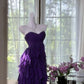 Purple Short Homecoming Dress Ruffle Chiffon Prom Dress Evening Dress Party Dress gh4817
