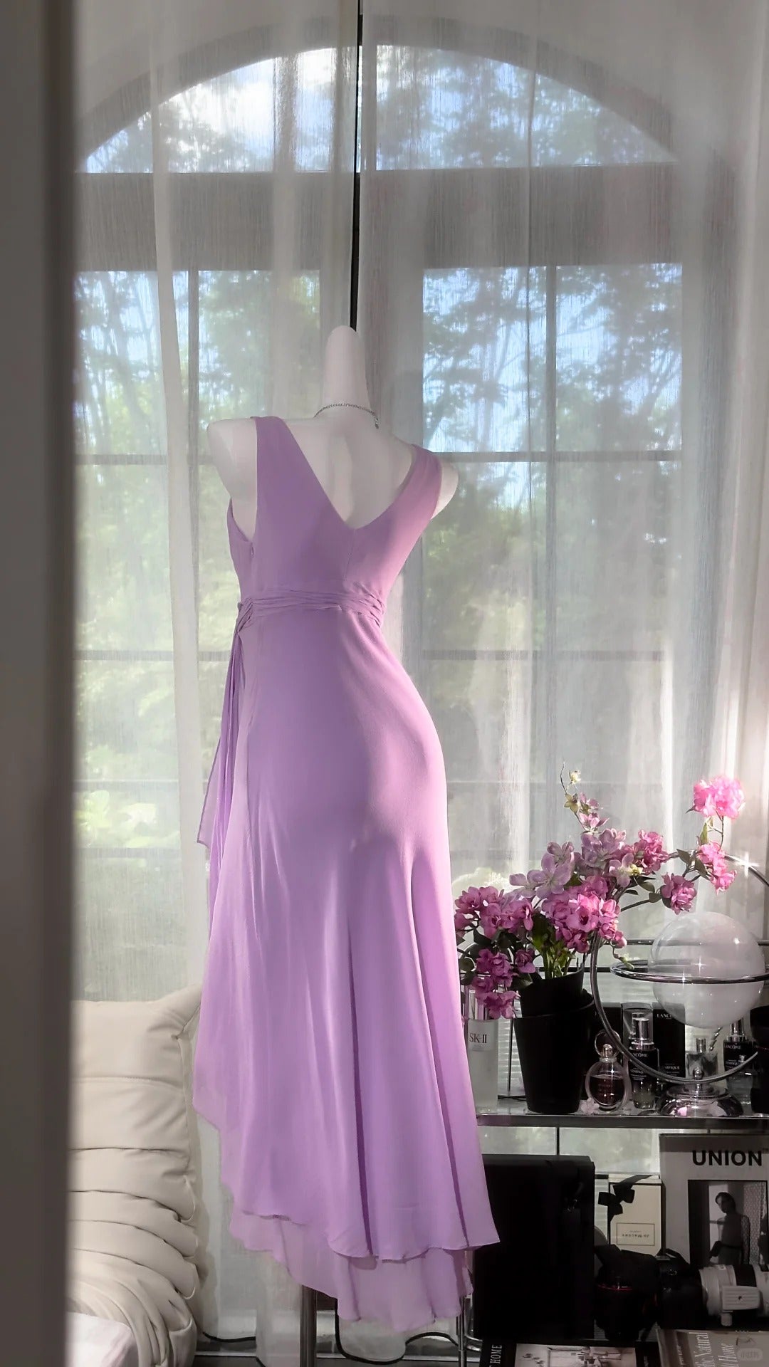 Girlhomeshops-Wisteria vintage taro purple short chiffon homecoming dress birthday dress gh5360