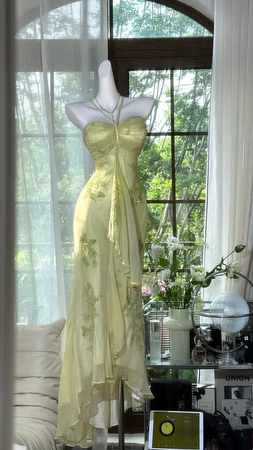 ✨Girlhomeshops-Green beaded exquisite gorgeous long chiffon Prom dress evening dress party dress gh4987