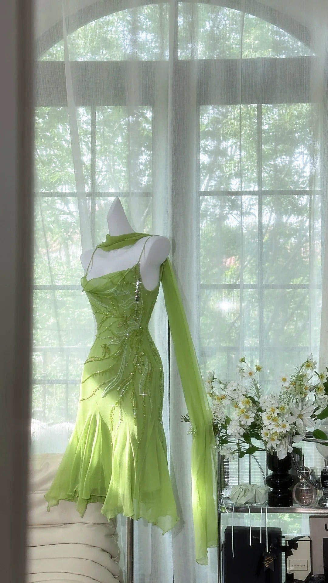 Romantic Green Exquisite Beaded Short Chiffon Homecoming Dress Prom Dress Evening Dress Birthday Party Dress gh4277