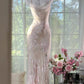 White light pink floral fashion sexy elegant satin long prom dress evening gown wedding party dress gh4846