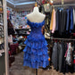 Blue floral chiffon short homecomming dress, birthday party dress gh4649