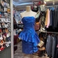 Blue Fashion Short Satin Homecoming Dress Ball Dress Banquet Dress gh4650