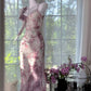 Purple floral vintage beaded chiffon long ball gown evening dress party dress gh4820