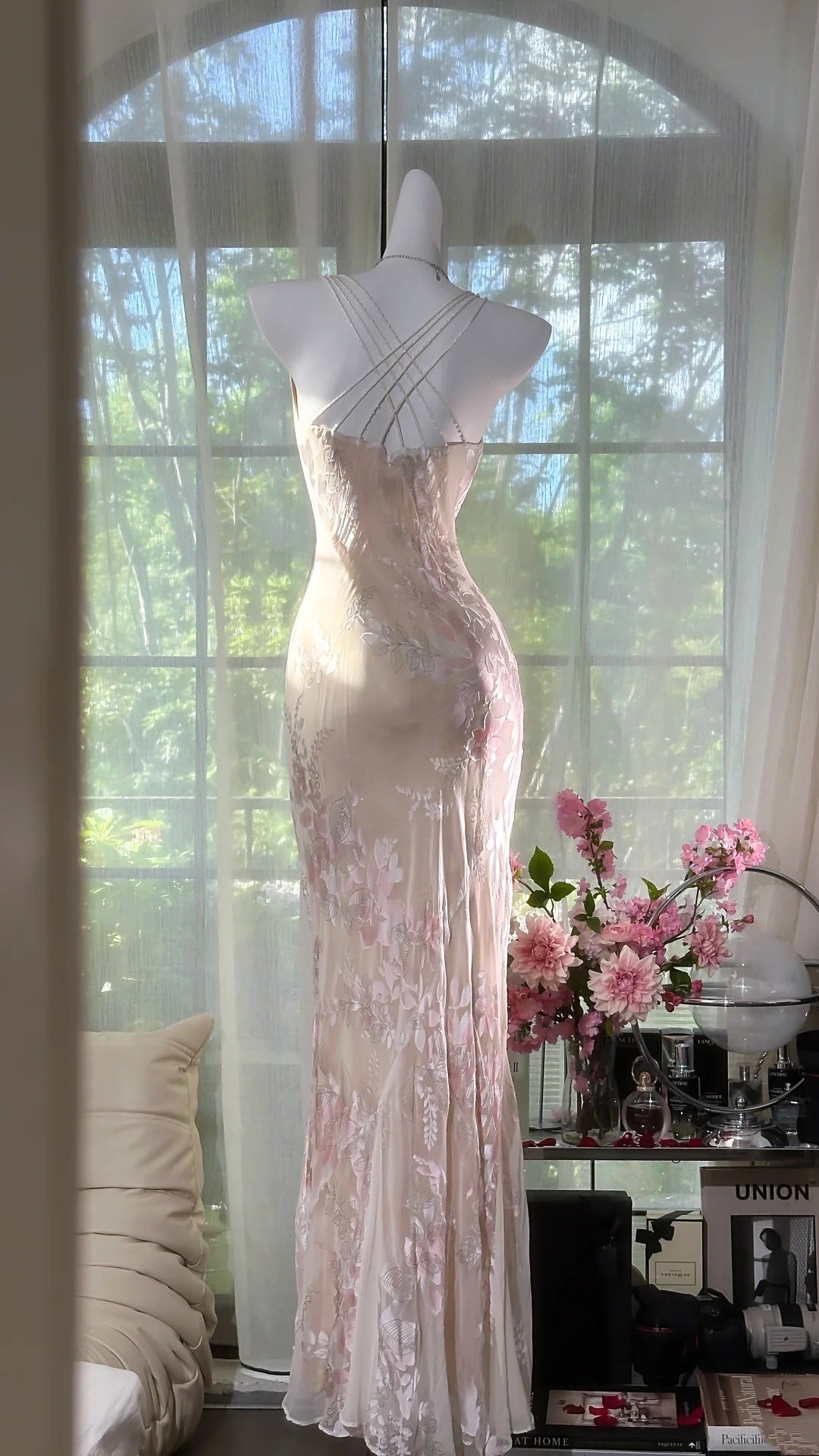 White light pink floral fashion sexy elegant satin long prom dress evening gown wedding party dress gh4846