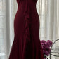 Burgundy Elegant Exquisite Rhinestone Long Chiffon Ball Gown Evening Gown Party Gown Birthday Gown Date Gown gh4164