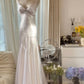 girlhomeshops-Formal Dress White Satin Spaghetti-Strap Beaded Open-Back Train Elegant-Style Wedding Dress gh6376