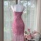 Pink shiny vintage chiffon short homecoming dress prom dress evening dress party dress gh4822