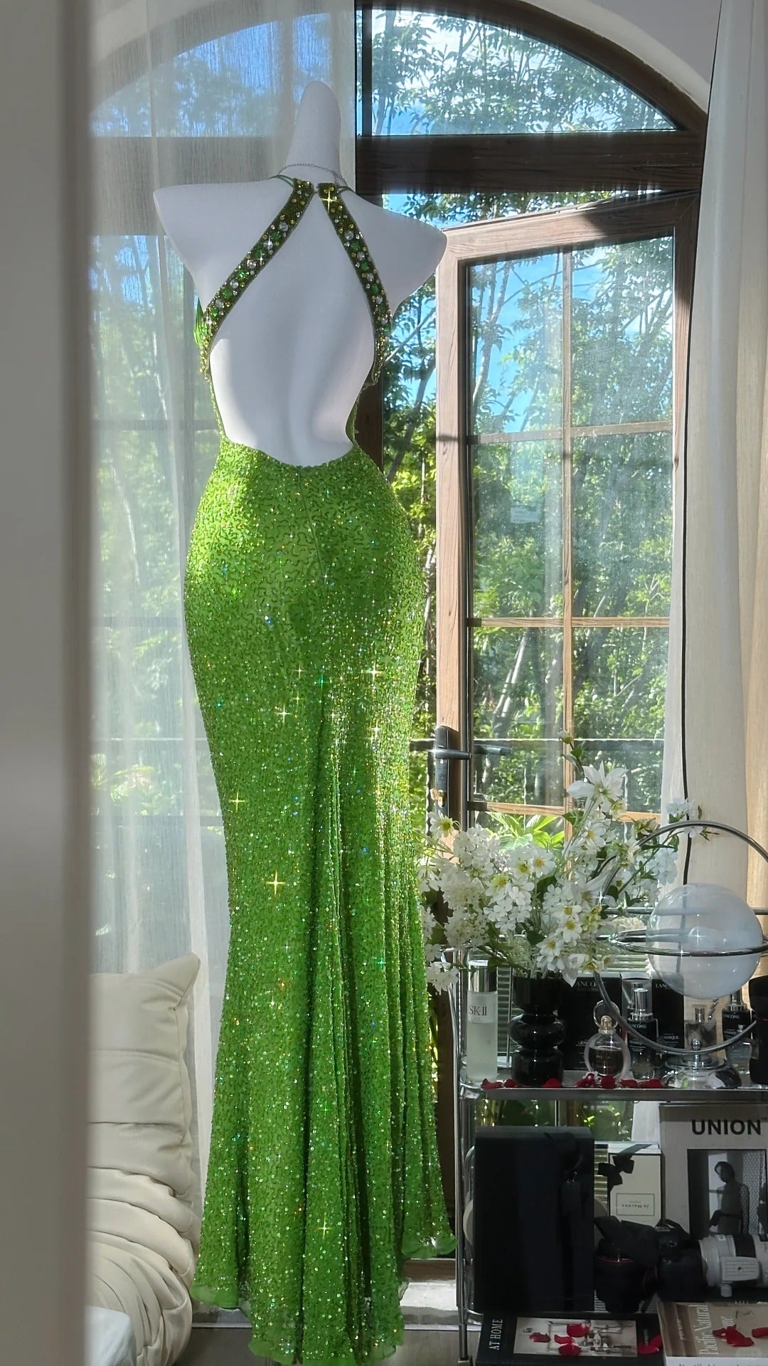 ✨Girlhomeshops-Green shiny exquisite gorgeous long chiffon Prom dress evening dress party dress gh4988