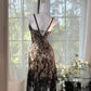 Black brown vintage beaded lace dress short homecoming dress prom dress evening dress party dress gh4818