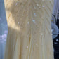 Yellow shiny beaded long chiffon ball gown evening dress party dress gh4745