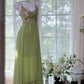 Green shiny sequins romantic elegant long chiffon ball gown evening dress party dress date dress gh4614