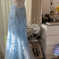 girlhomeshops-Gradient Blue Tulle Spaghetti-Strap 3D Embroidery Train Fairy-Style Gown gh6375