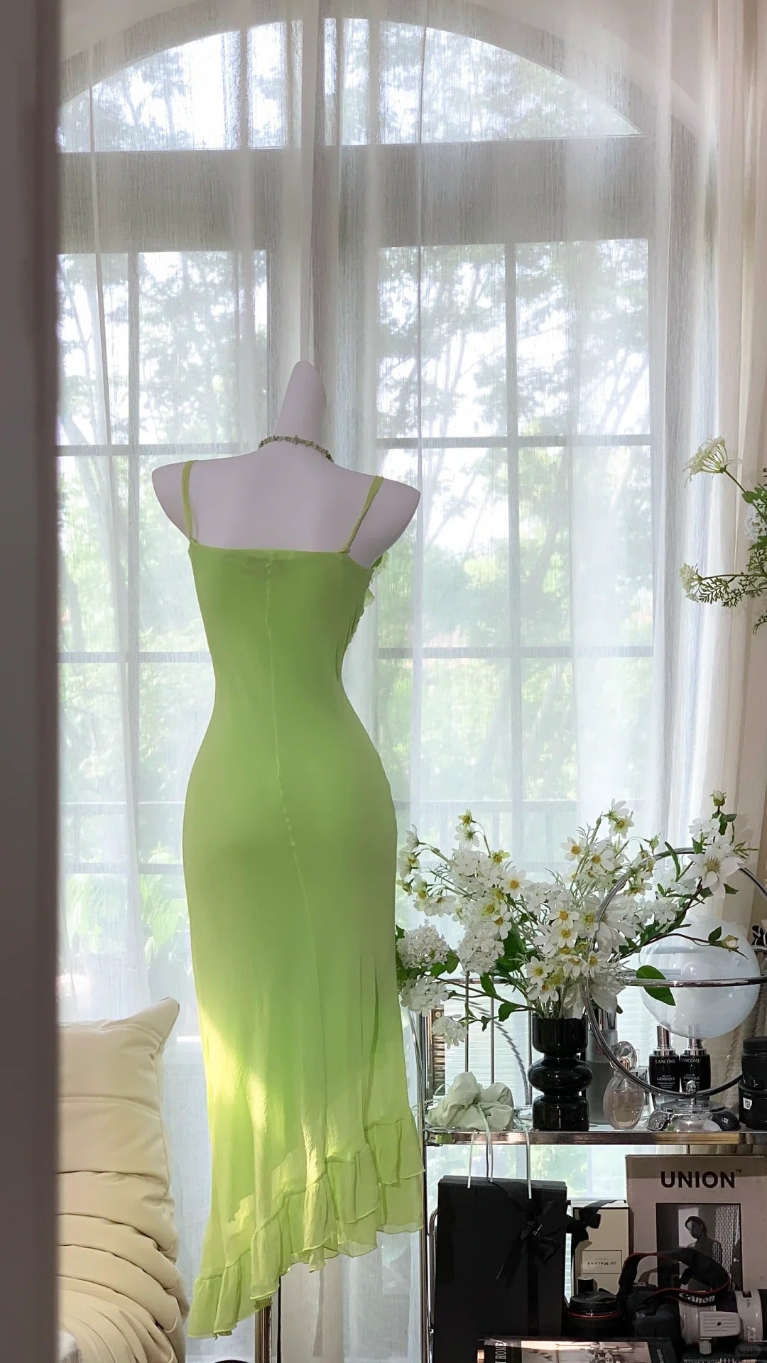 Green Elegant Romantic Chiffon Long Homecoming Dress Prom Dress Evening Dress gh4400