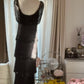 Black Beaded Elegant Long Tiered Chiffon Ball Gown Evening Gown Party Dress gh4751