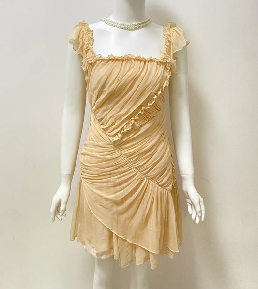 Girlhomeshops-Cream yellow mousse vintage fairy short chiffon homecoming dress birthday party dress gh5427