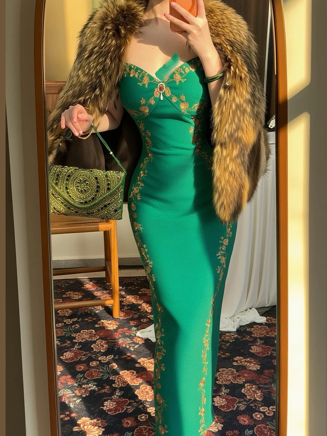 Vintage Lady Style Maxi Ankle-Length Embroidered Camisole Gown - Slim Elegant Dress for Dinner Party & Evening Events gh6486