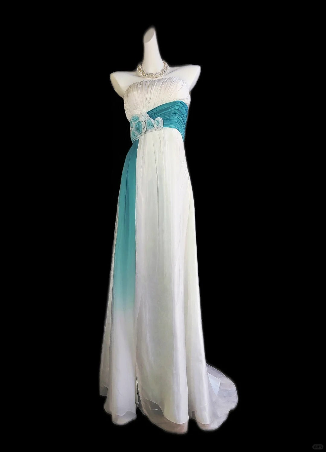 Robe de soirée élégante en tulle à fleurs blanches et bleues, longue, robe de bal formelle, robe de soirée, robe de demoiselle d'honneur, gh4289