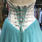 Blue exquisite elegant long tulle evening dress birthday party dress prom dress gh4281
