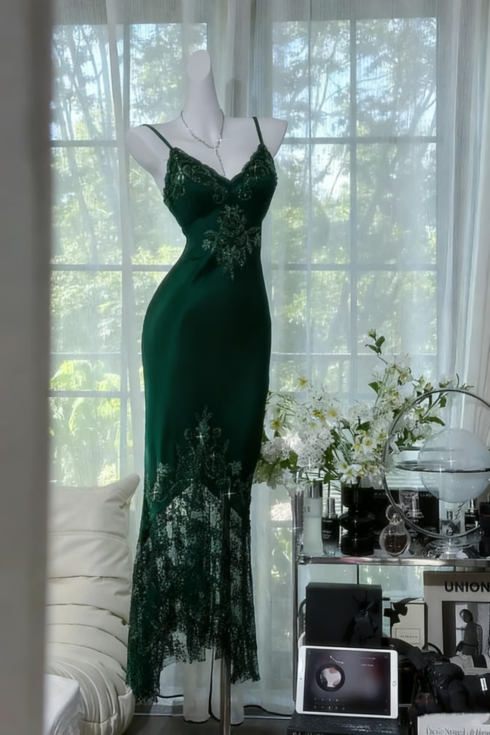 Black shiny vintage exquisite beaded satin lace long homecoming dress prom dress evening dress party dress gh4823