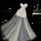 White gorgeous beaded long tulle ball gown evening dress gh4417