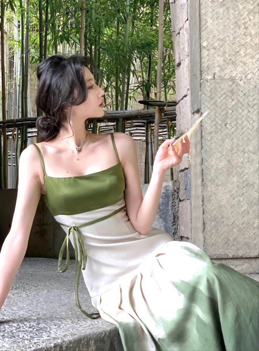 Girlhomeshops - Robe de soirée longue en satin à bretelles spaghetti, dégradé vert, nouvelle collection gh5261