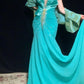 Blue green beaded fashion mermaid long satin chiffon Prom dress evening dress party dress gh4923