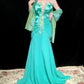 Blue green beaded fashion mermaid long satin chiffon Prom dress evening dress party dress gh4923