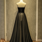 Schwarzes langes Ballkleid aus Tüll mit Herzausschnitt, schwarzes Abendkleid 7926