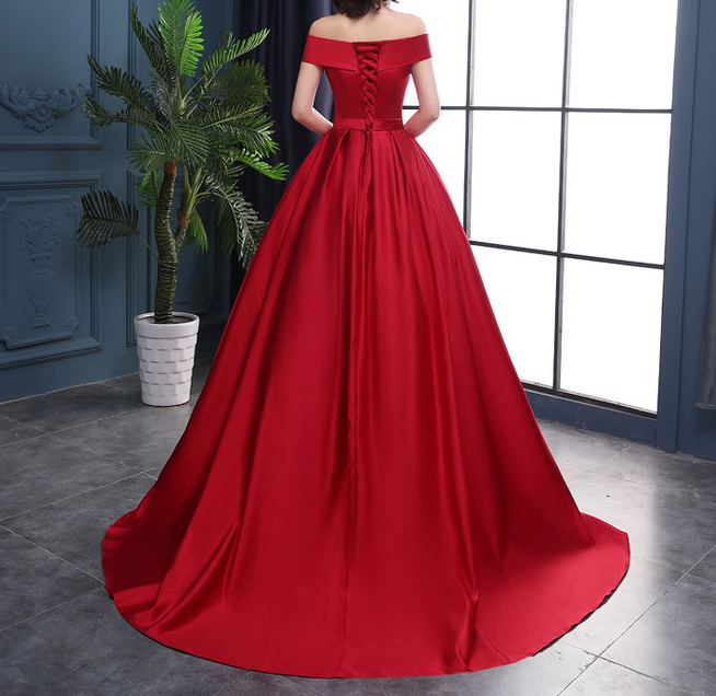 Elegant satin long prom dress,evening dress,cheap prom dresses  7682