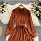 Simple V Neck Long Sleeve Dress A Line Fashion Dress  10946