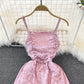 High waist slim A-line lace dress  11202