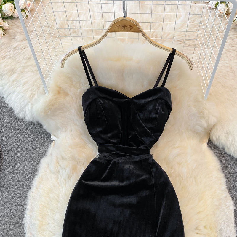 Sexy Velvet Long Dress Fashion Dress  10935