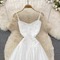 White Chiffon A Line Short Dress Fashion Dress  10896