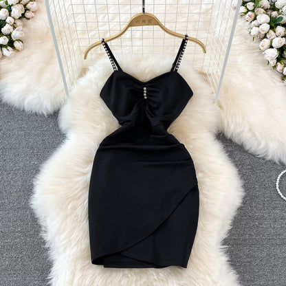 Schmaler, schmaler, ärmelloser, kleiner, kurzer Hüftwickel-Westenrock 11035