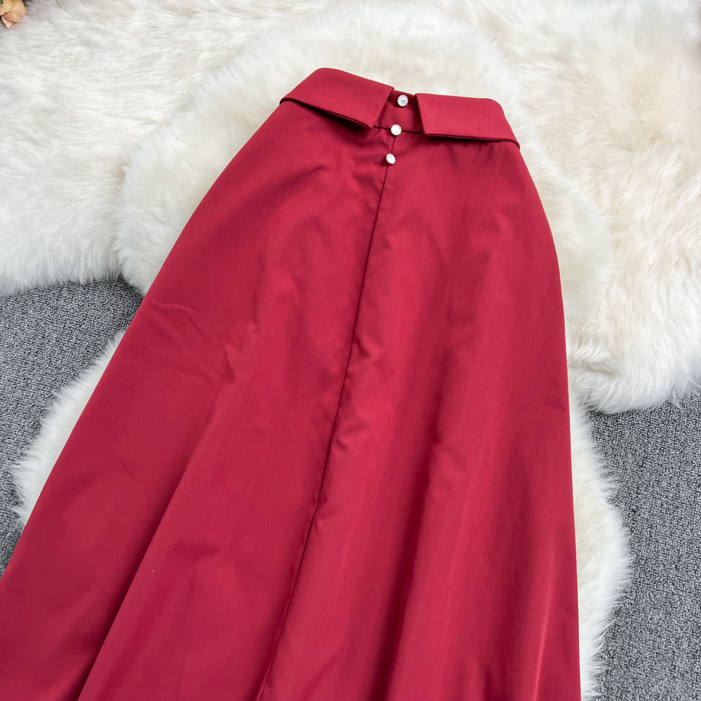 Mid length knee length A-line skirt, half skirt, umbrella skirt  11294