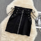 New strap zipper high waist denim skirt  11287