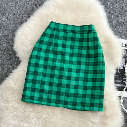 Age reducing college style leisure plaid skirt A-line skirt Hip Wrap Skirt  11269